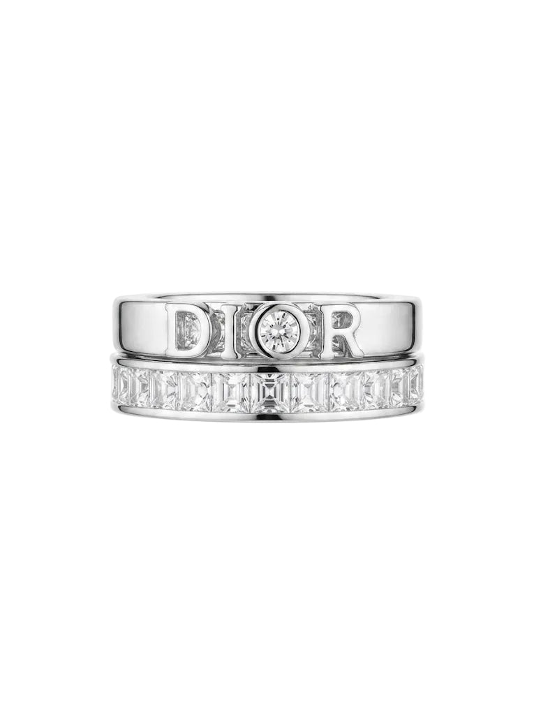 Anillo CD plateados con diamantes -5005