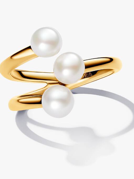 Anillo Pandora dorado con perlas -5253
