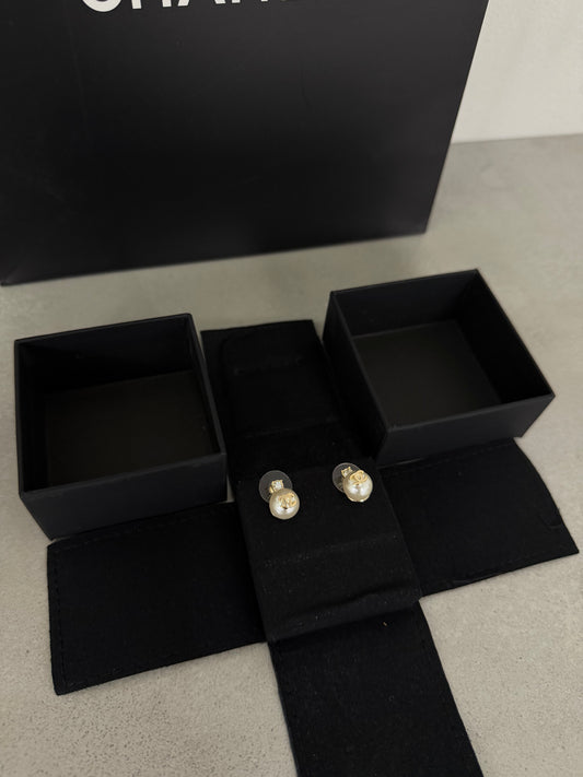 Aretes CC perla con dorado - 5471