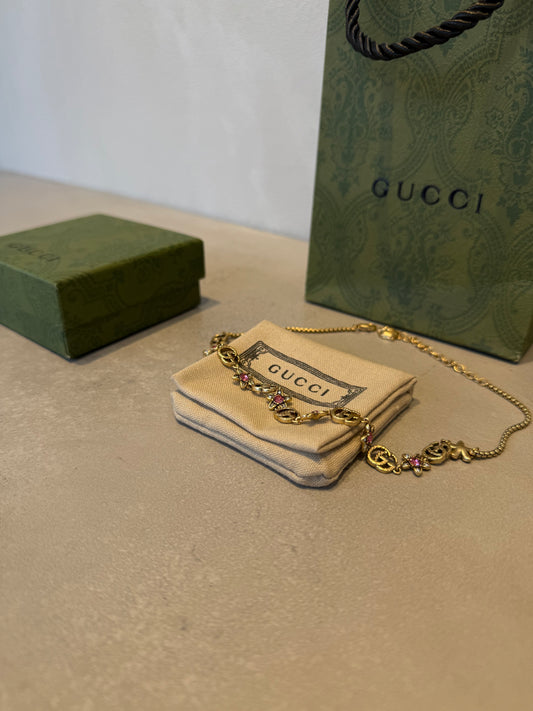 Collar GG logo y flores