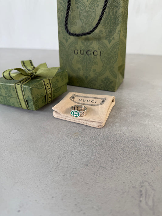 Anillo GG plateado y verde