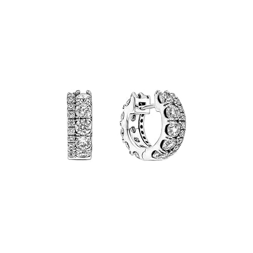 Aretes PANDORA plateados zirconias 5658