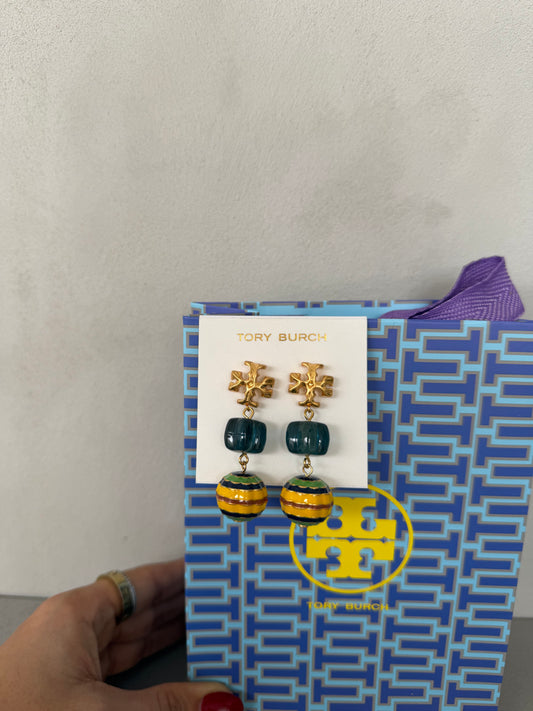 Aretes TB logo dorado con esfera -5170