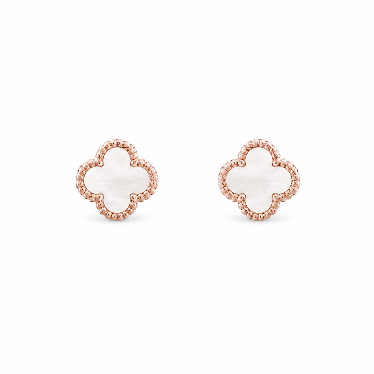 Aretes VCA blanco -rosa pequeño -5235