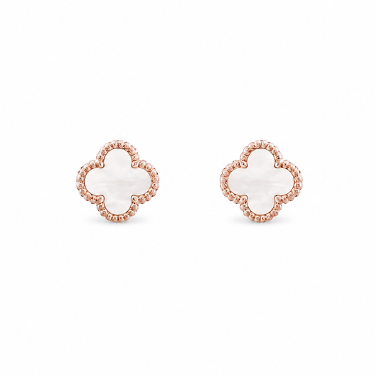 Aretes VCA blanco -rosa pequeño -5235