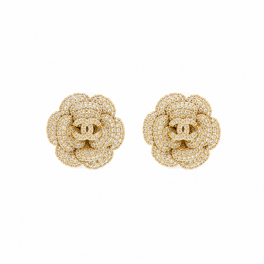 Aretes CC flor y logo - 5585