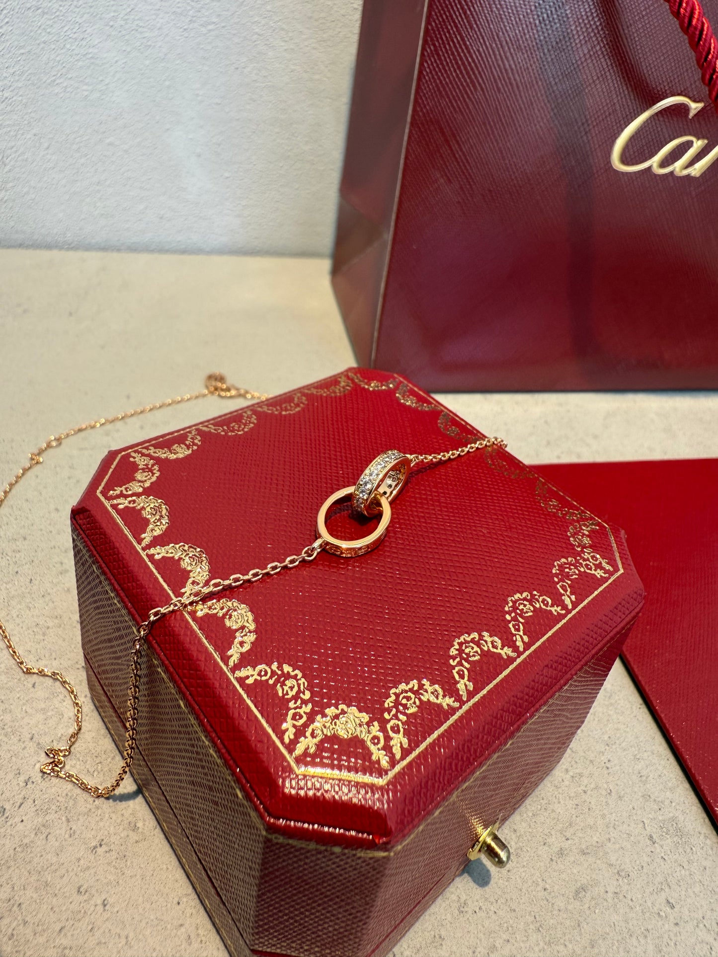 Collar CRT rose con zirconias -5176