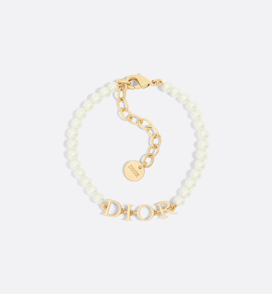 Pulsera CD dorada con perlas 5661