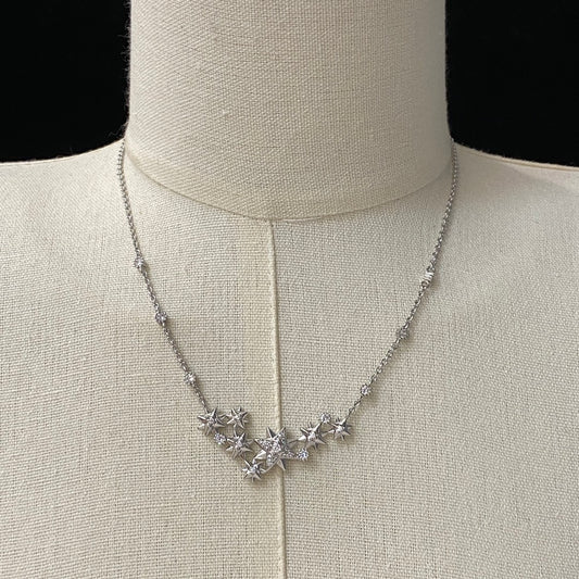 Collar CD estrellas plateado -5027