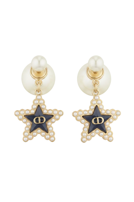 Aretes CD dorados perlas y estrella 5653