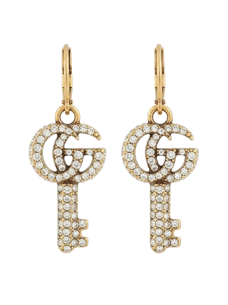 Aretes GG llave con diamantes -5224