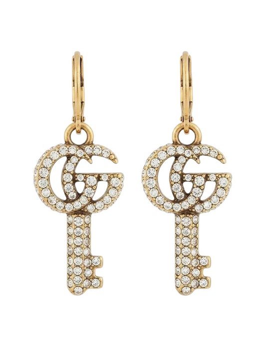 Aretes GG llave con diamantes -5224