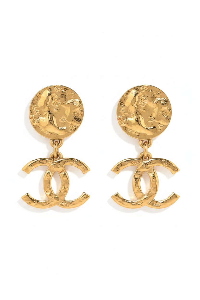Aretes CC dorado rugoso -5079