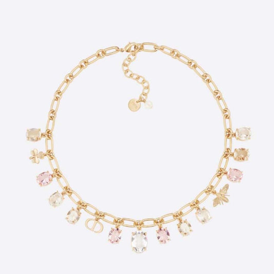 Collar CD dorado y piedras -5023