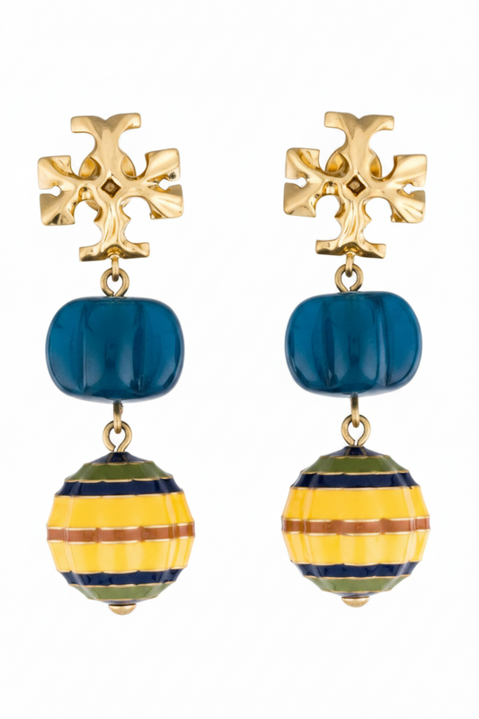 Aretes TB logo dorado con esfera -5170