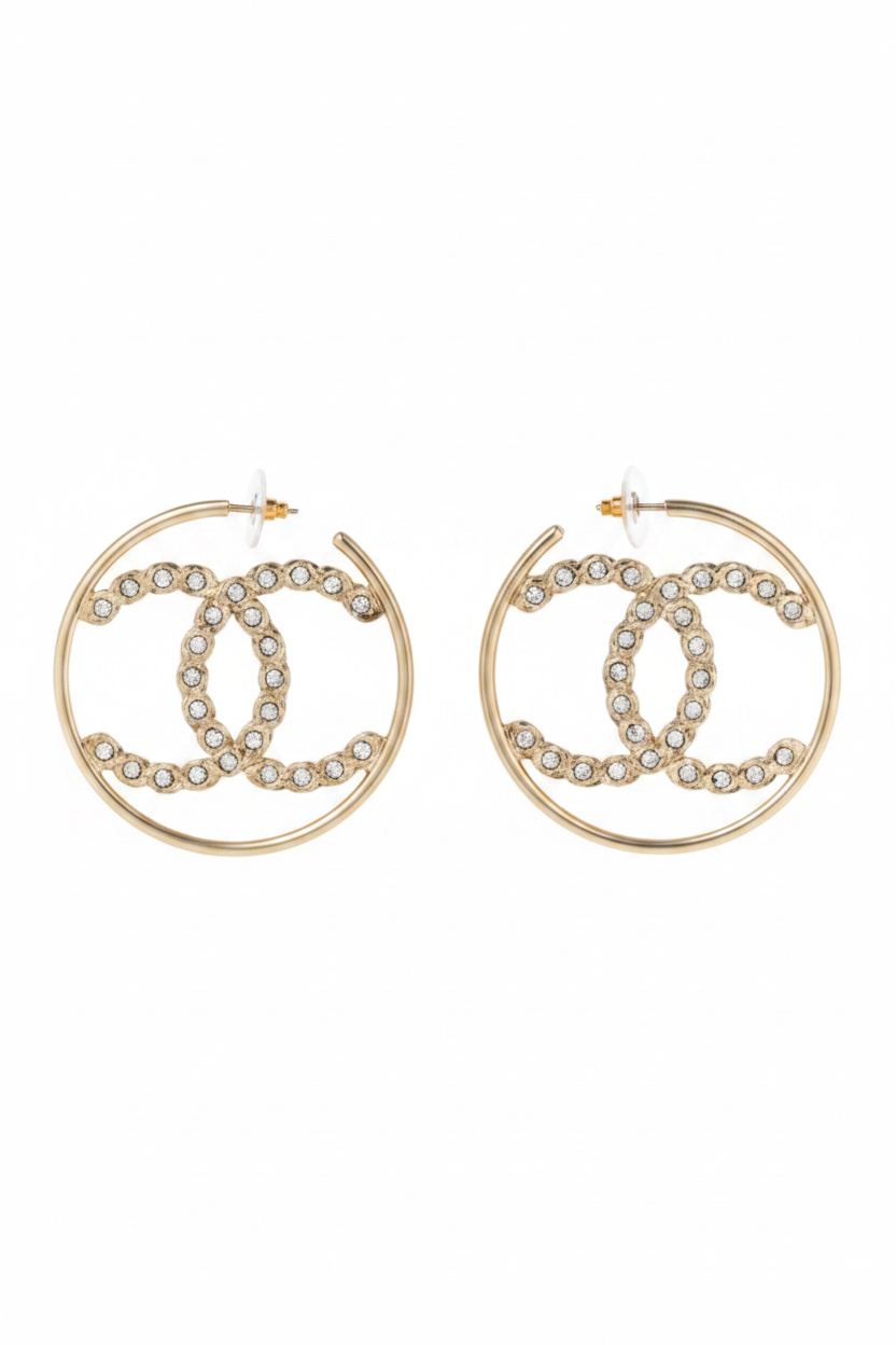 Aretes CC logo circular con incrustaciones brillantes -5095