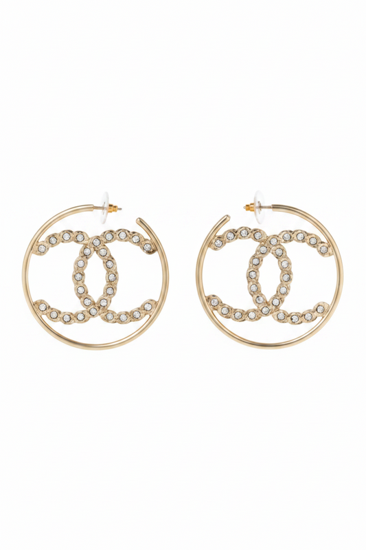 Aretes CC logo circular con incrustaciones brillantes -5095