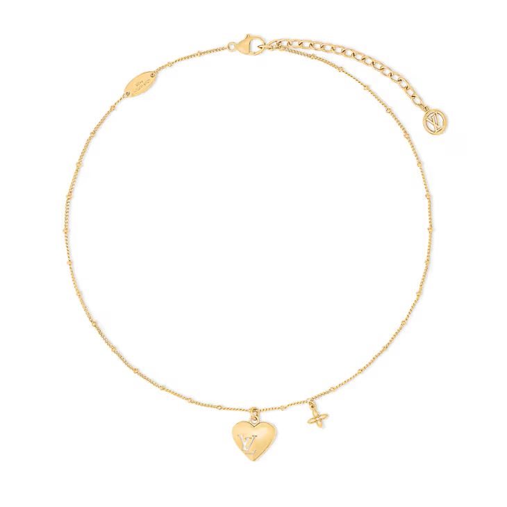 Collar LV corazón dorado- 5581