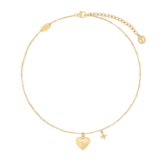 Collar LV corazón dorado- 5581