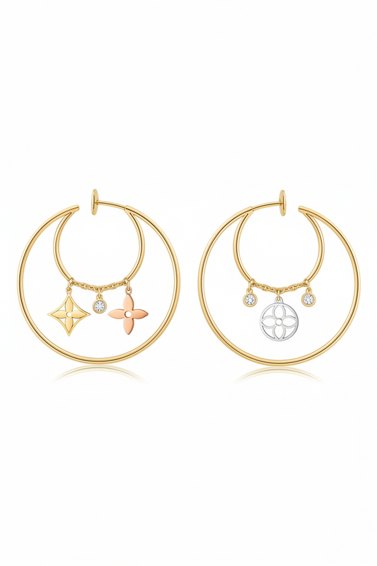 Aretes LV Logos Dorados – Glamour Icónico -5197