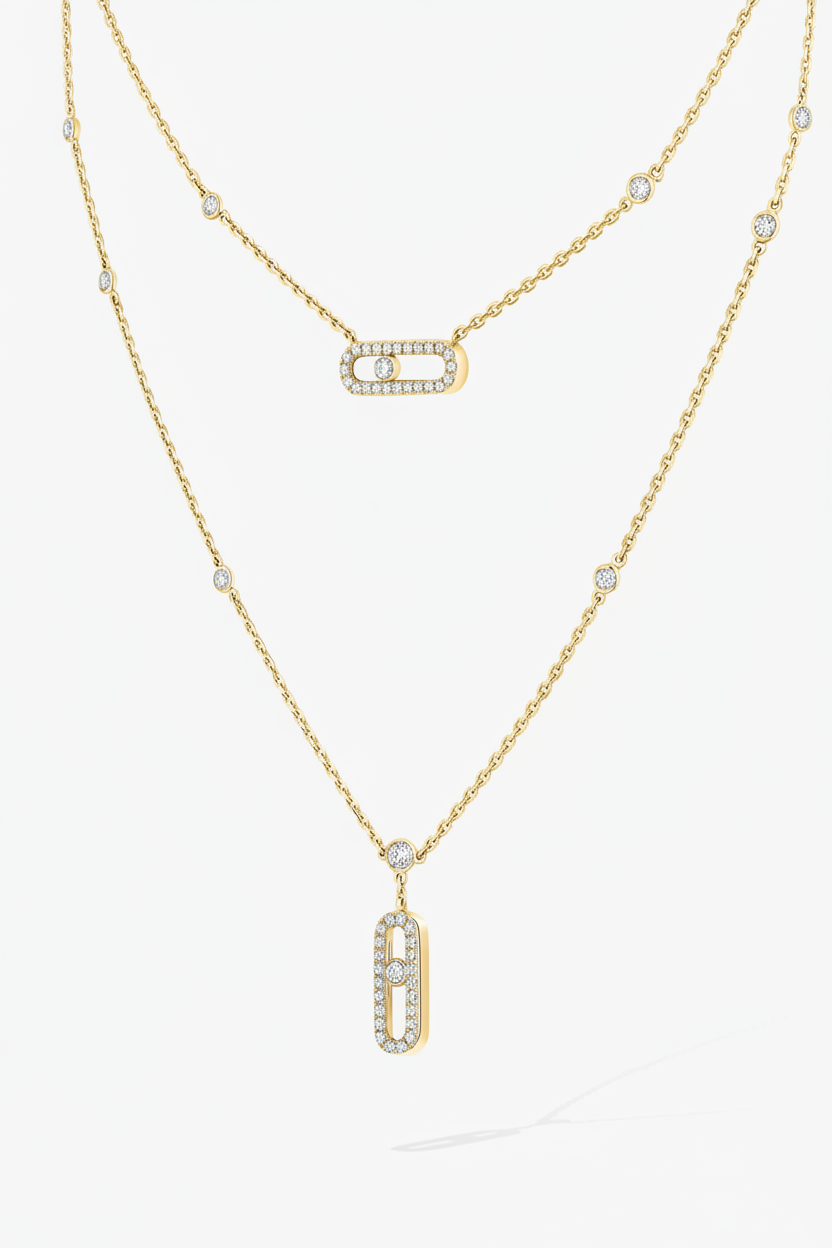Collar Messika doble zirconias gold- 5393