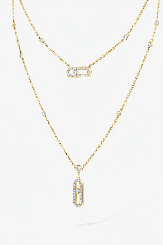 Collar Messika doble zirconias gold- 5393